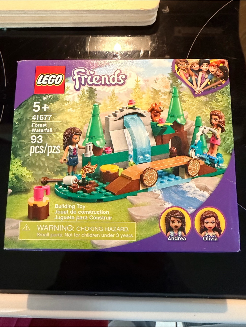 LEGO Friends Forest Waterfall Playset with Brown Bridge and Green Trees